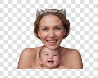 Mãe Com Coroa E Filho Para O Dia Das Mães Png Transparente
