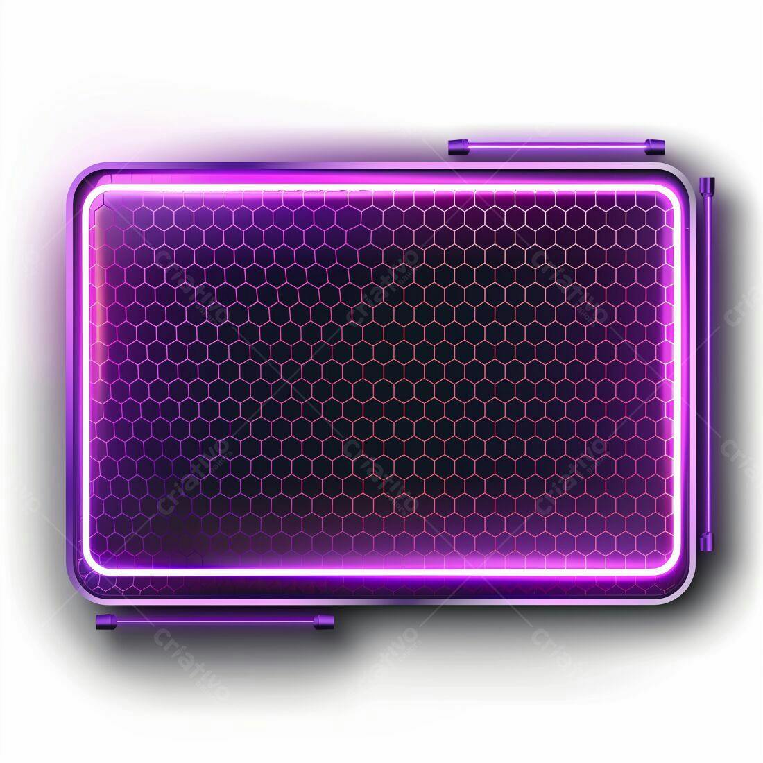 Moldura Neon Roxa com Padrão Hexagonal
