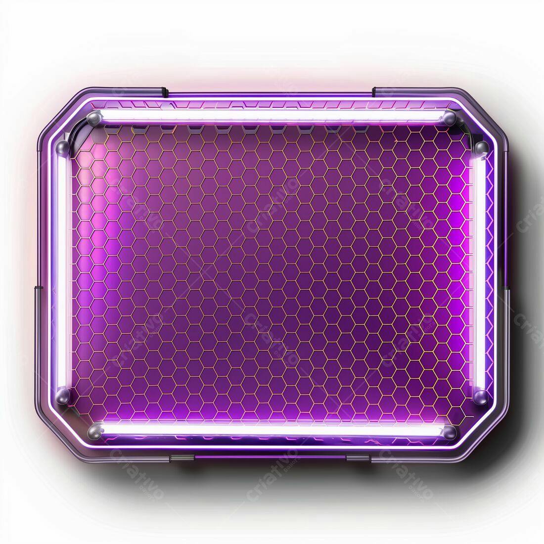 Moldura Neon Roxa com Padrão Hexagonal