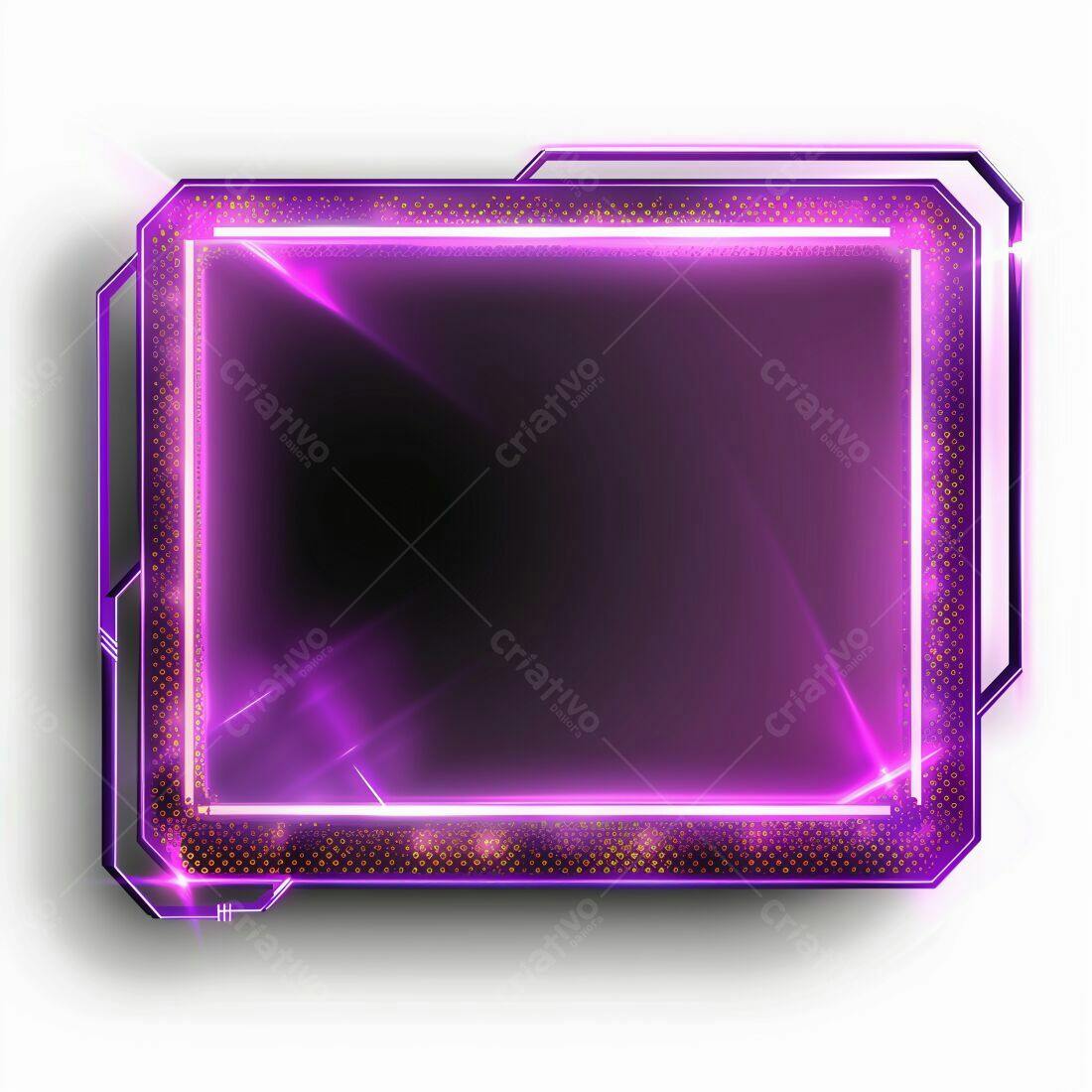 Moldura Roxa Neon com Detalhes Dourados