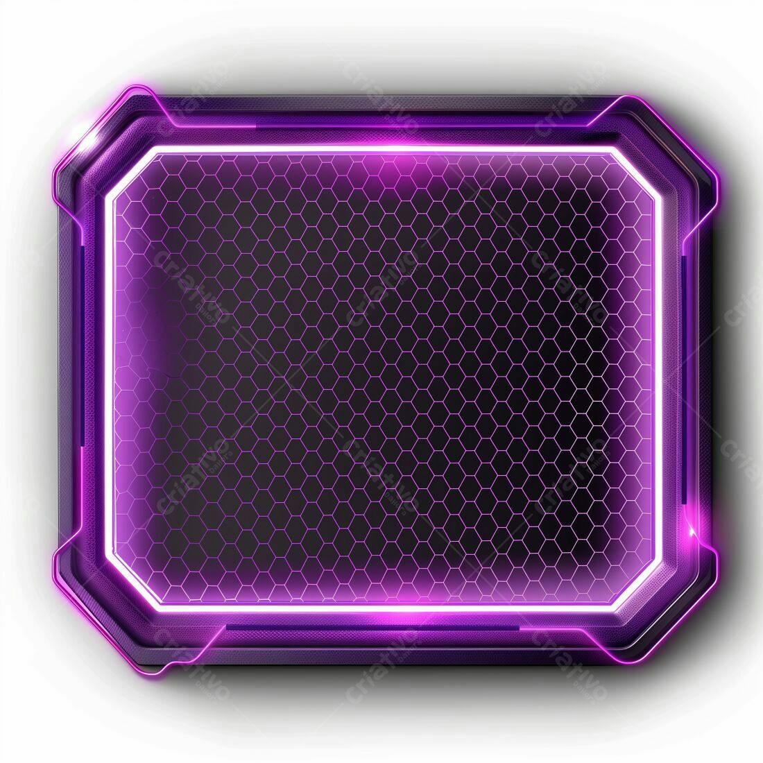 Moldura geométrica roxa com fundo hexagonal