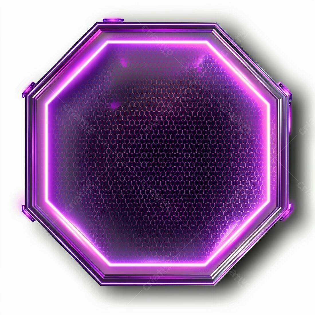 Moldura Octagonal com Iluminação Roxa