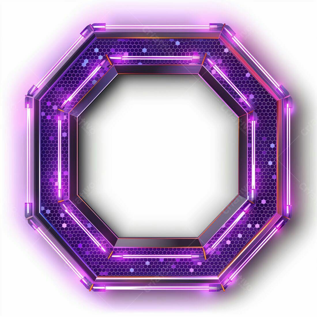 Moldura Octagonal Neon Roxa