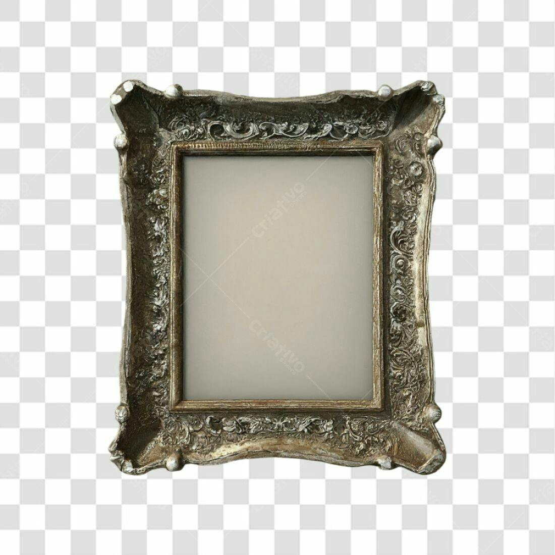 Moldura PNG com fundo transparente Moldura antiga prata
