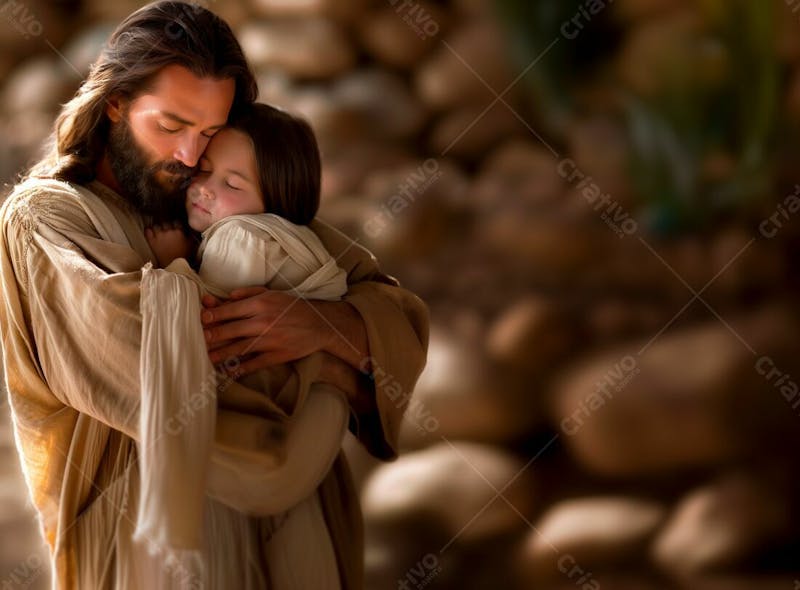 Imagem de jesus abraçando uma garota