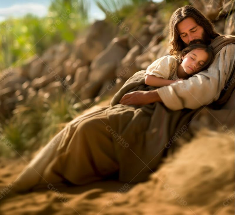 Imagem de jesus abraçando uma garota
