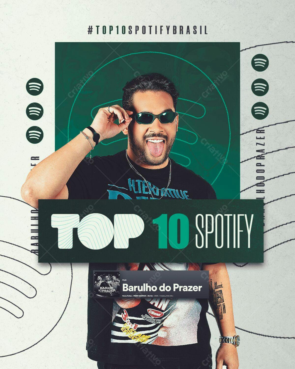 Flyer Top 10 Spotify Brasil PSD Editável