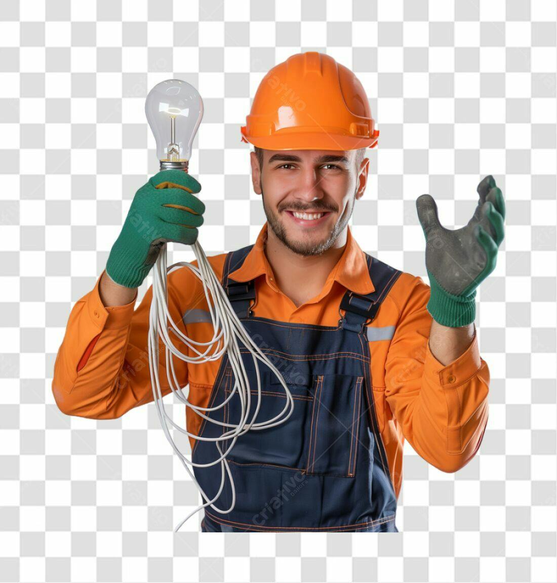 Icone Eletricista com lâmpada PNG com fundo transparente