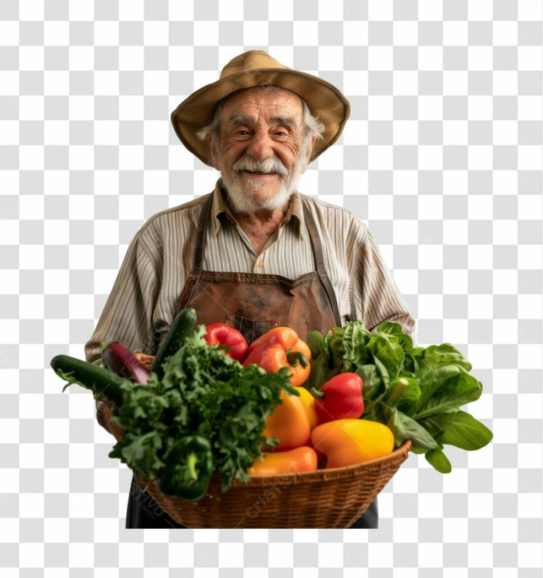 Imagem Agricultor com Cesta de Legumes PNG com fundo transparente