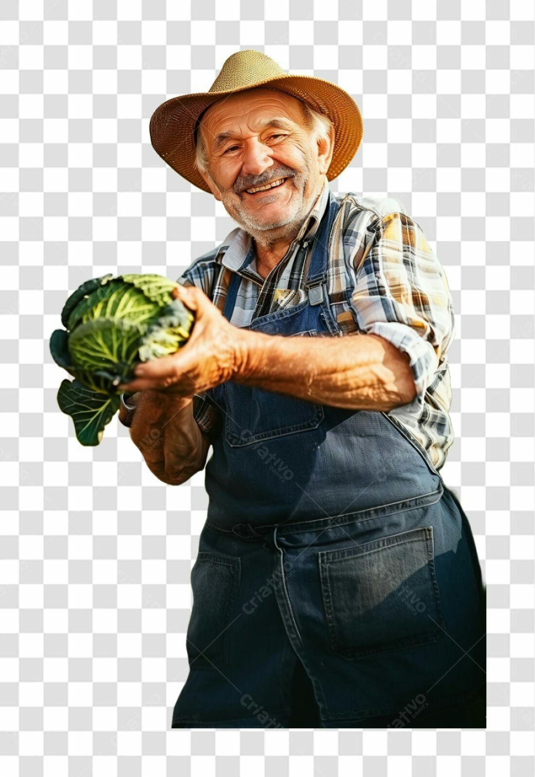Imagem Agricultor com Repolho PNG com fundo transparente