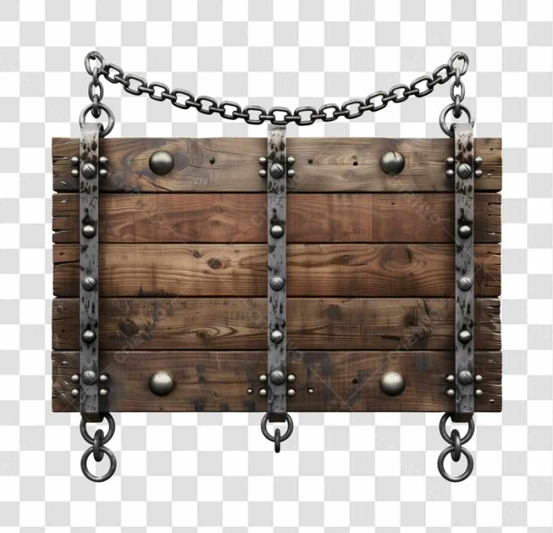 Placa de Madeira Medieval PNG com fundo transparente