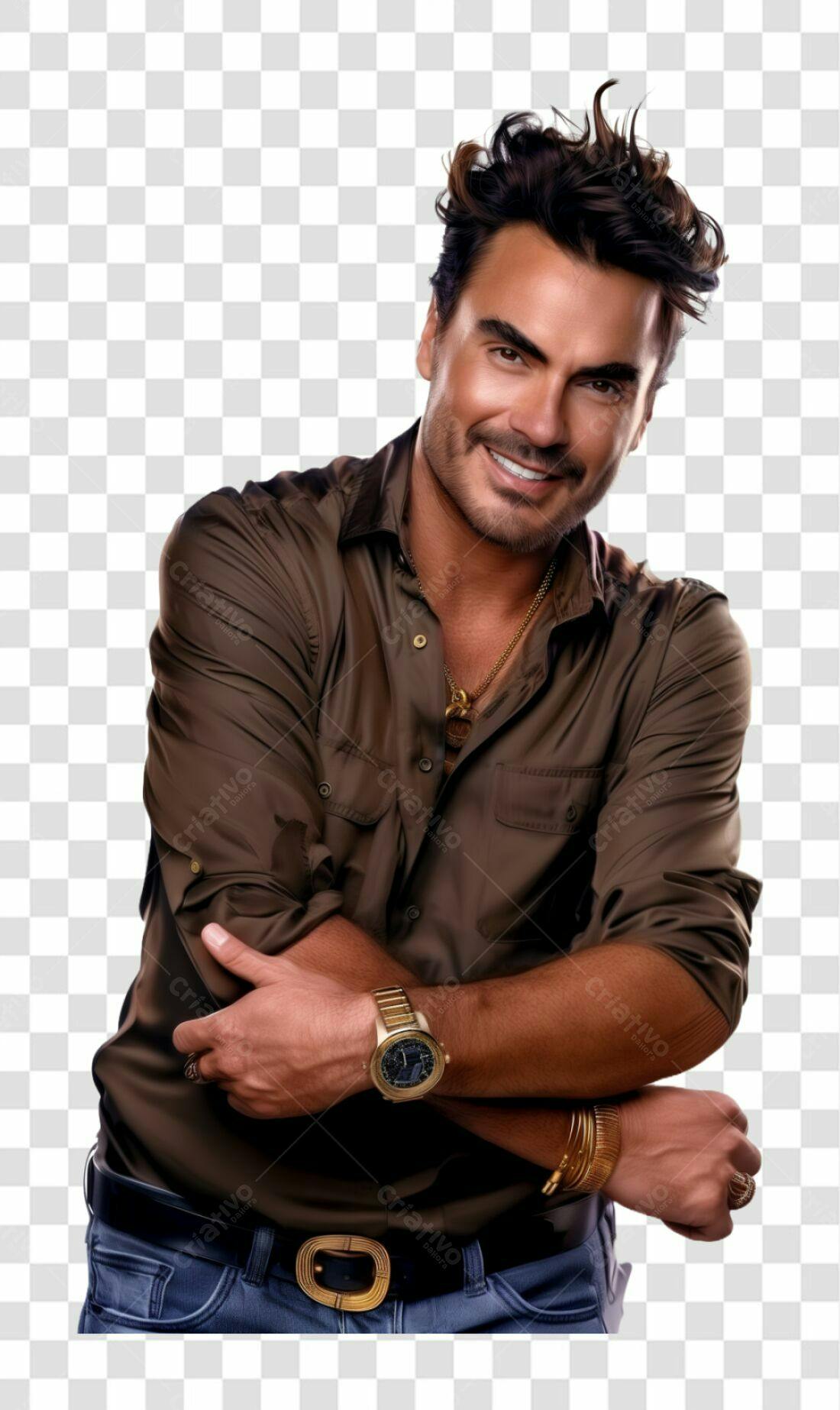 Imagem PNG com fundo transparente Homem de camisa marrom