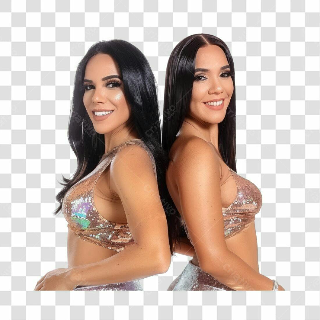 Imagem PNG com fundo transparente Duas Mulheres em Vestidos Dourados