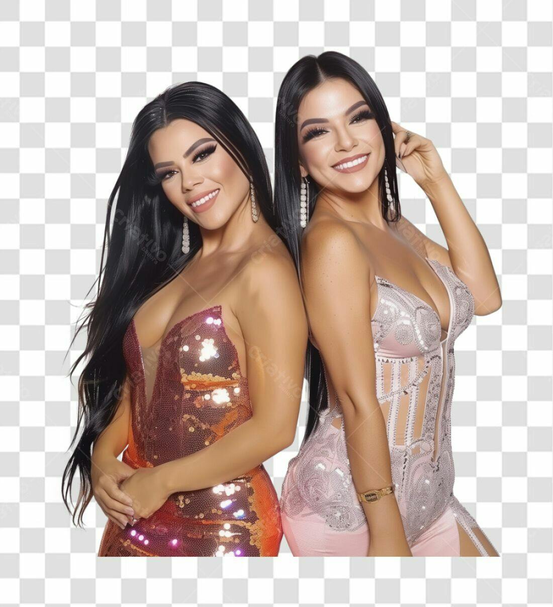 Imagem PNG com fundo transparente Duas Mulheres em Vestidos de Festa