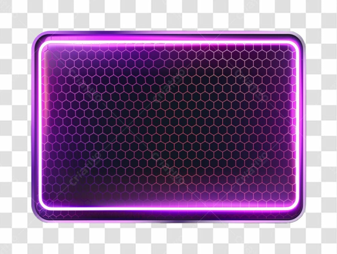 Banner Neon Roxo Hexagonal PNG com fundo transparente