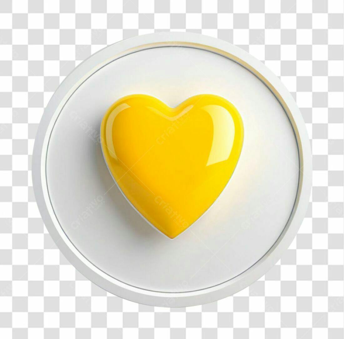 Ícone Coração Amarelo PNG com fundo transparente