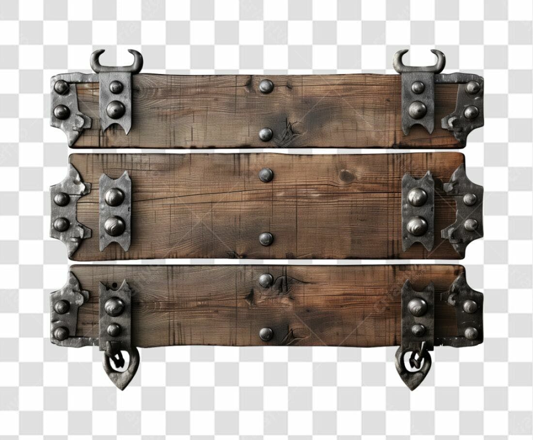 Placa de Madeira Medieval PNG com fundo transparente