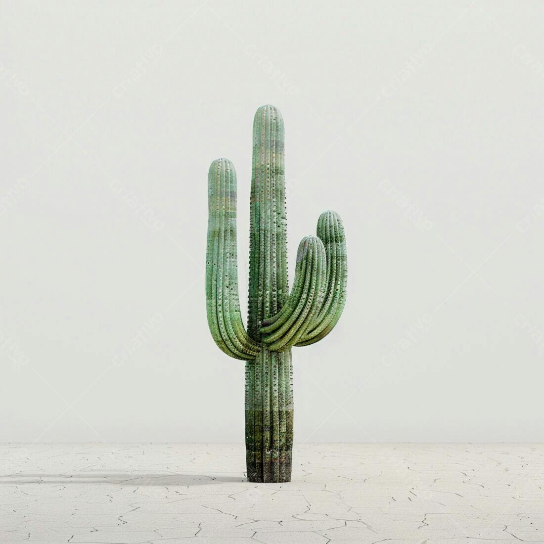 Cacto Saguaro em Deserto Areia Branca