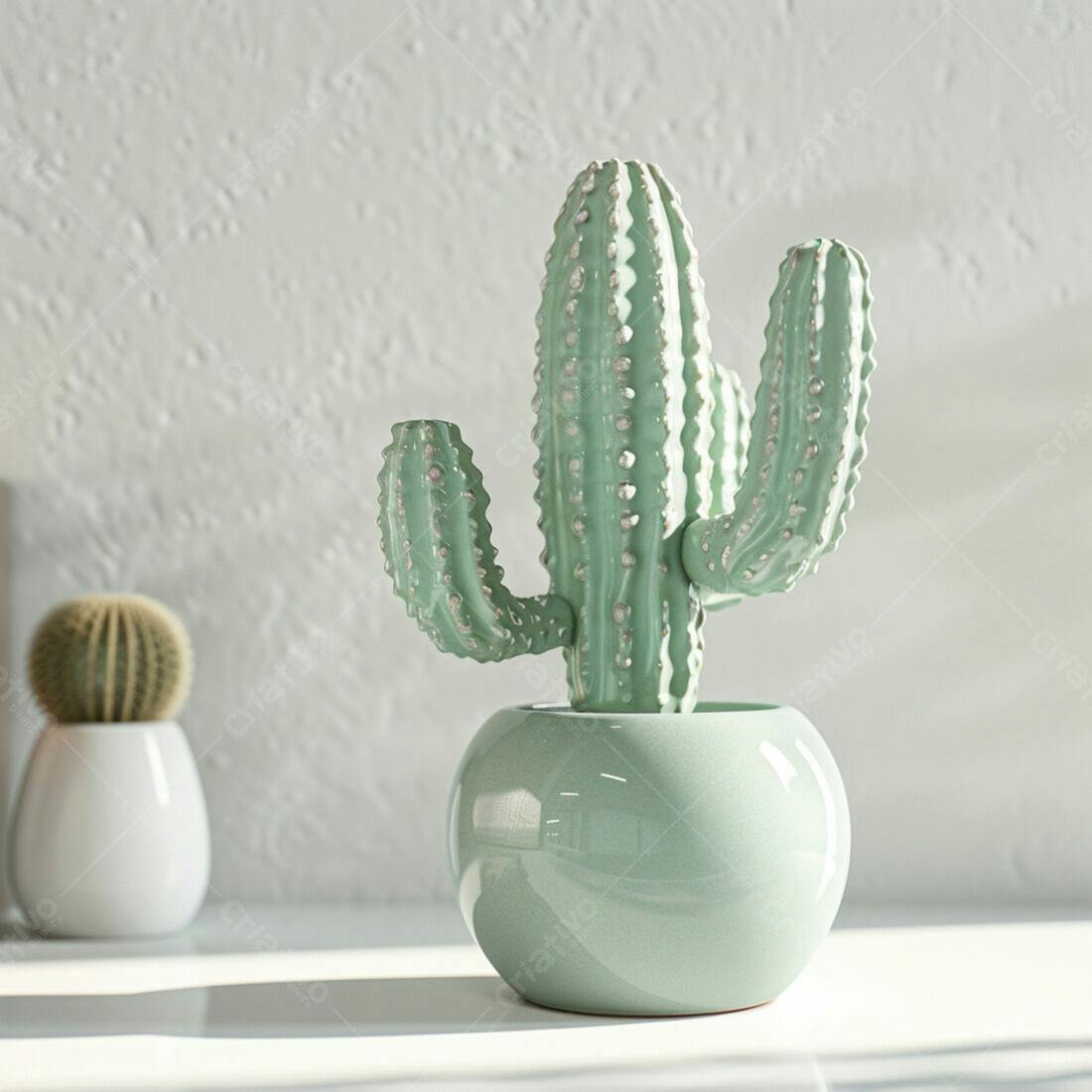 Cacto verde em vaso decoração minimalista