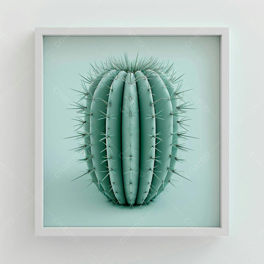 Cacto Verde em Moldura Minimalista