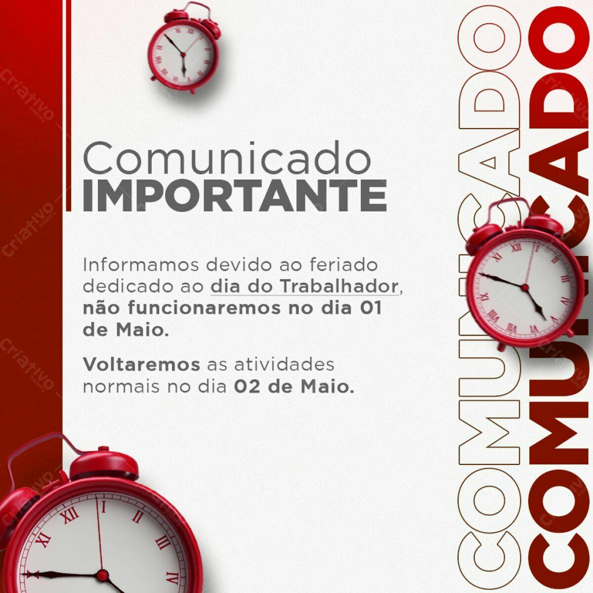 Comunicado Dia do Trabalho PSD Editável
