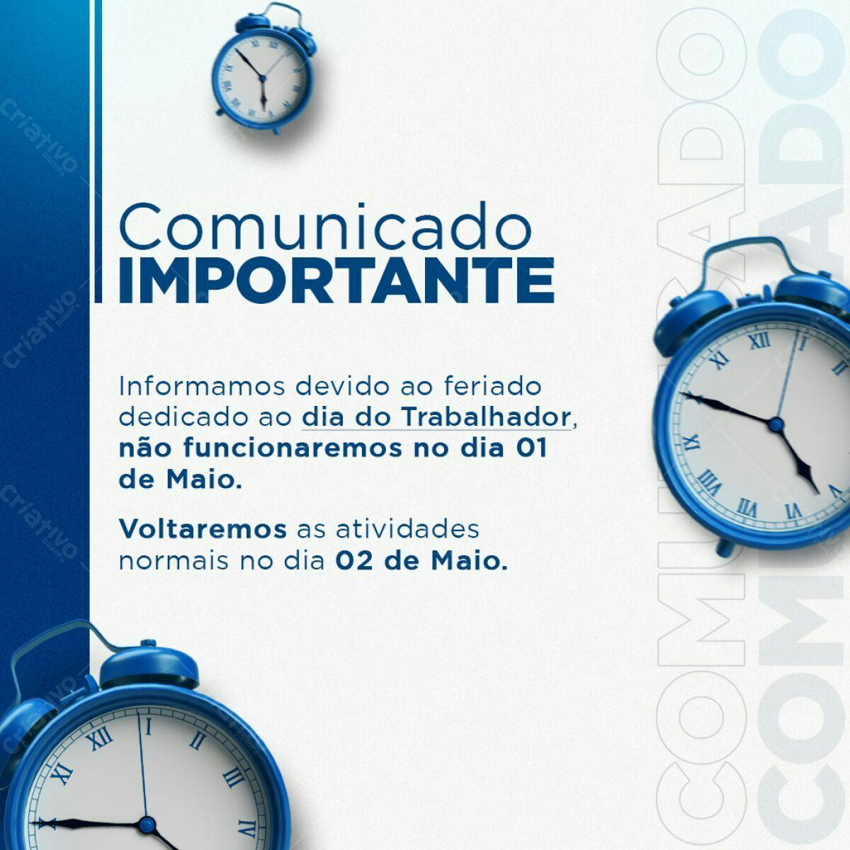 Comunicado Dia do Trabalho PSD Editável