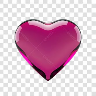 Coração de vidro rosa 3d para o dia das mães png transparente