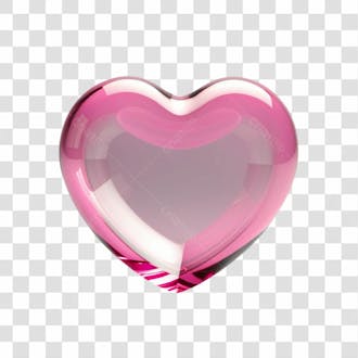 Coração de vidro rosa 3d para o dia das mães png transparente