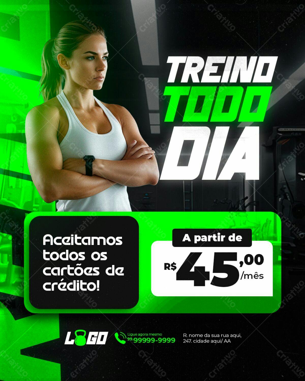 Flyer Academia Treino Todo Dia PSD Editável