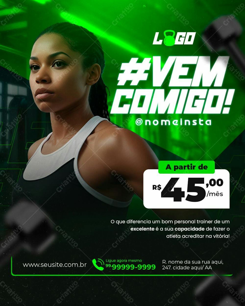 Academia Vem Treinar Comigo Personal Trainer Social Media Psd