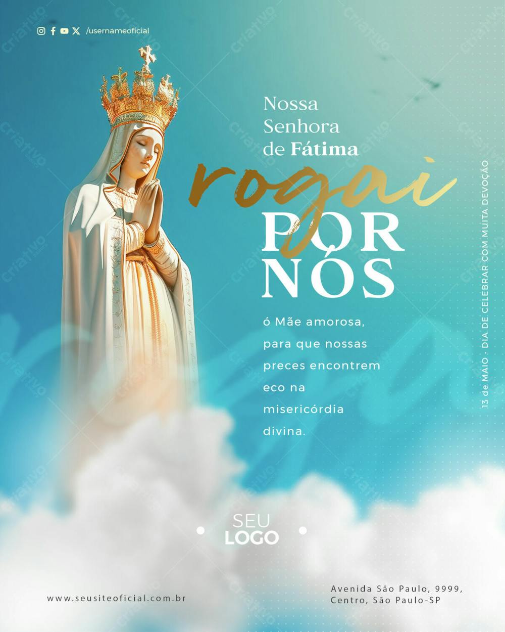 Feed Data Comemorativa Dia De Nossa Senhora De Fátima Ó Mãe Amorosa Psd Editável