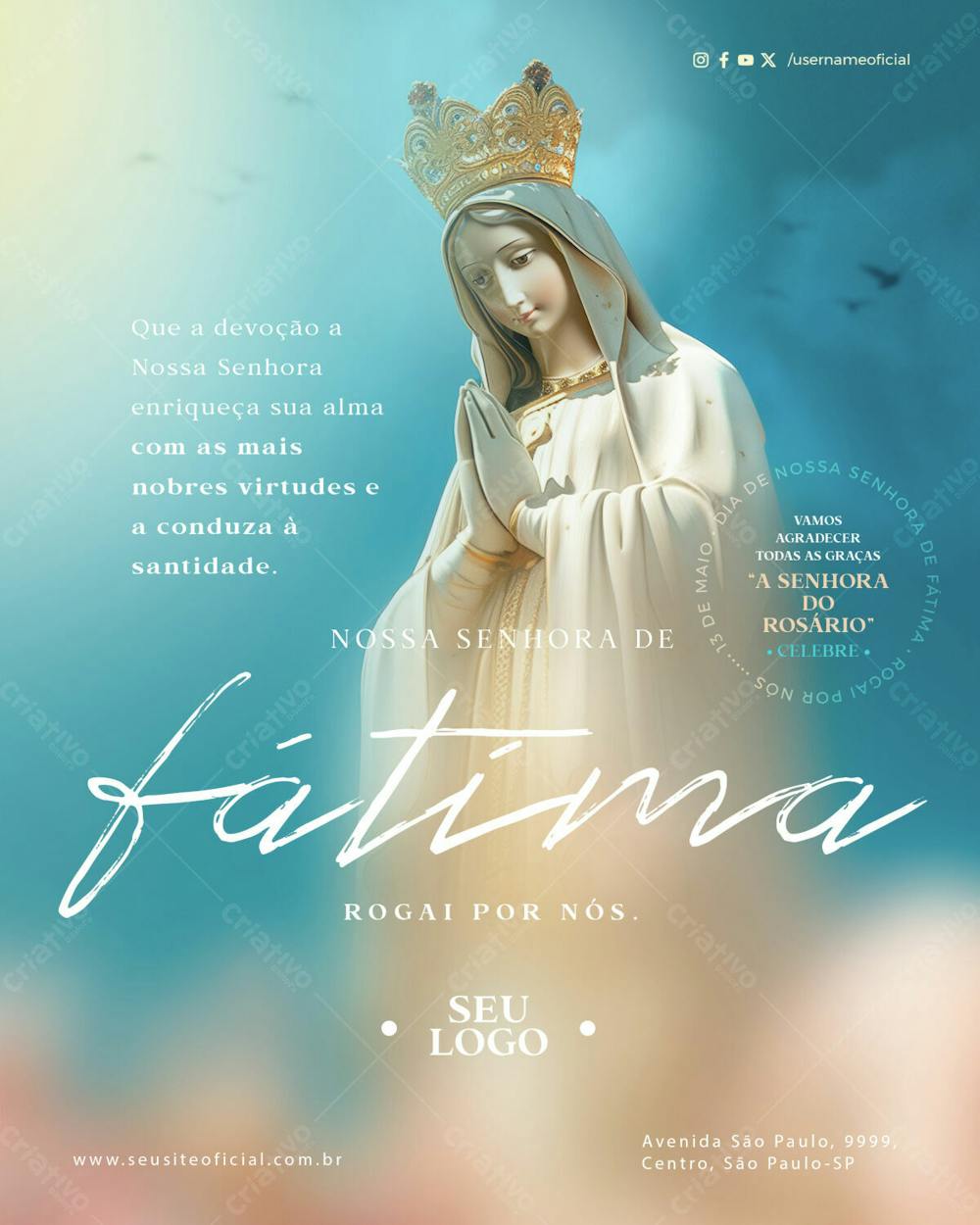 Feed Data Comemorativa Dia De Nossa Senhora De Fátima Enriqueça Sua Alma Psd Editável