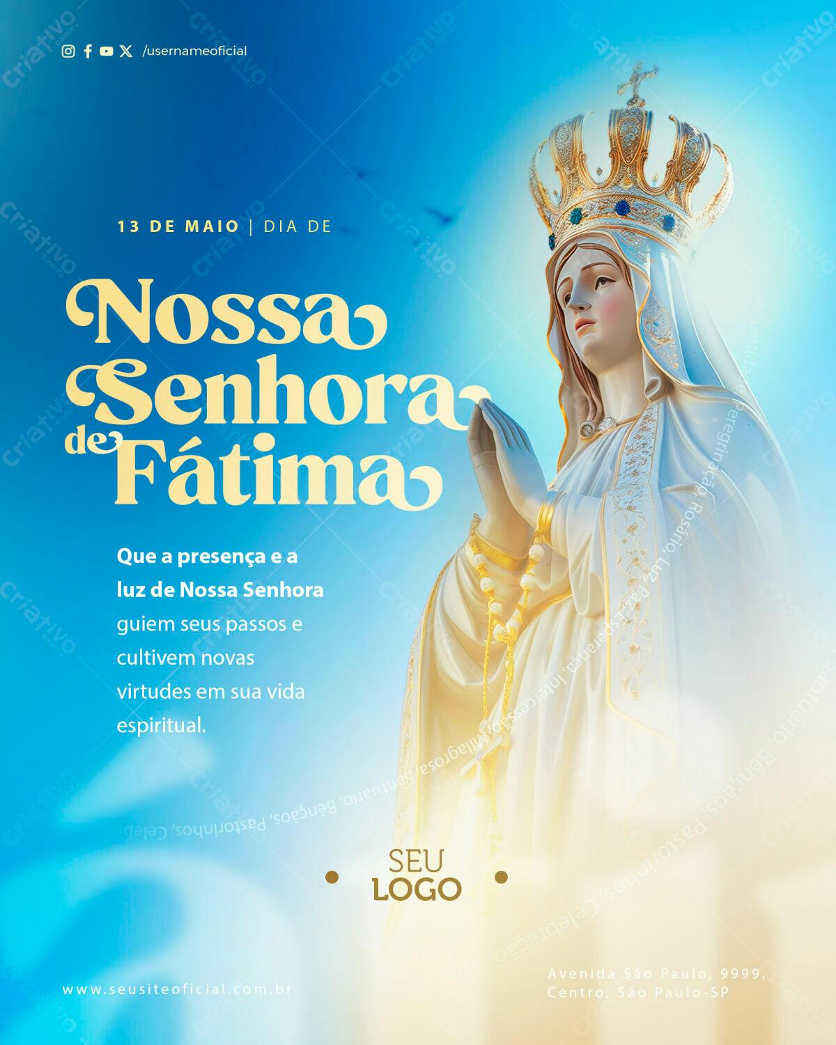 Flyer Dia de Nossa Senhora de Fátima PSD Editável