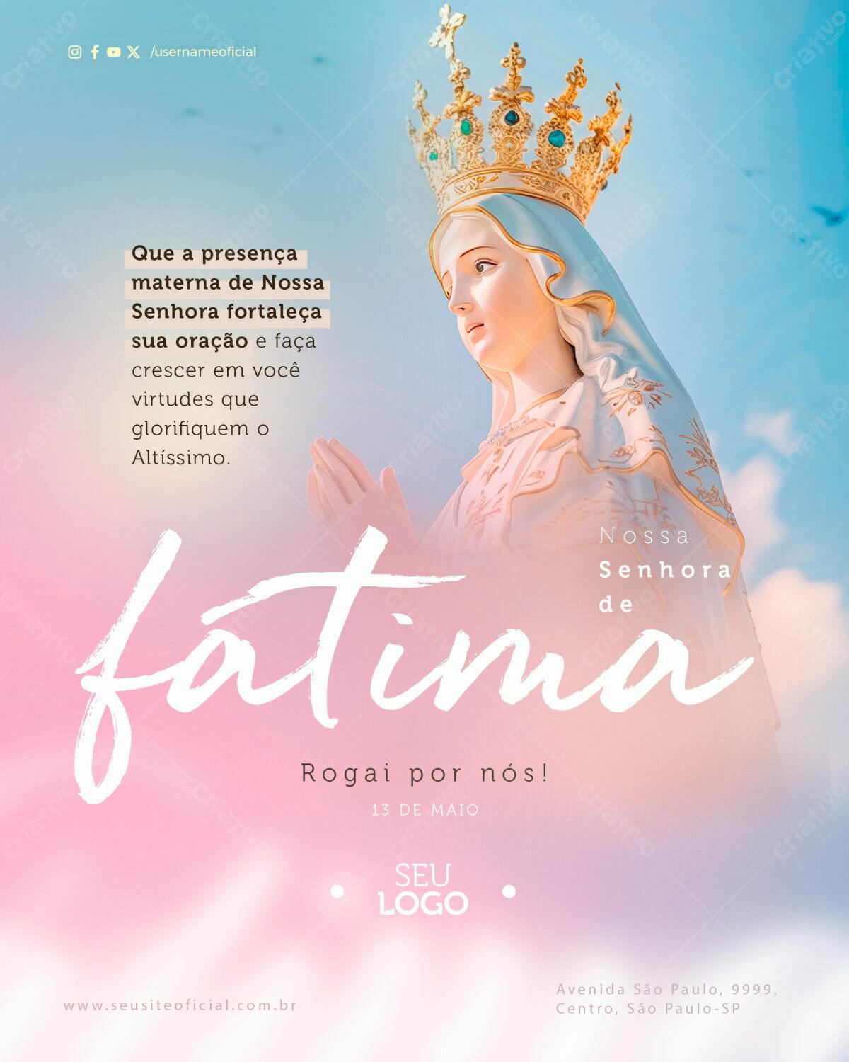 Flyer Dia de Nossa Senhora de Fátima PSD Editável