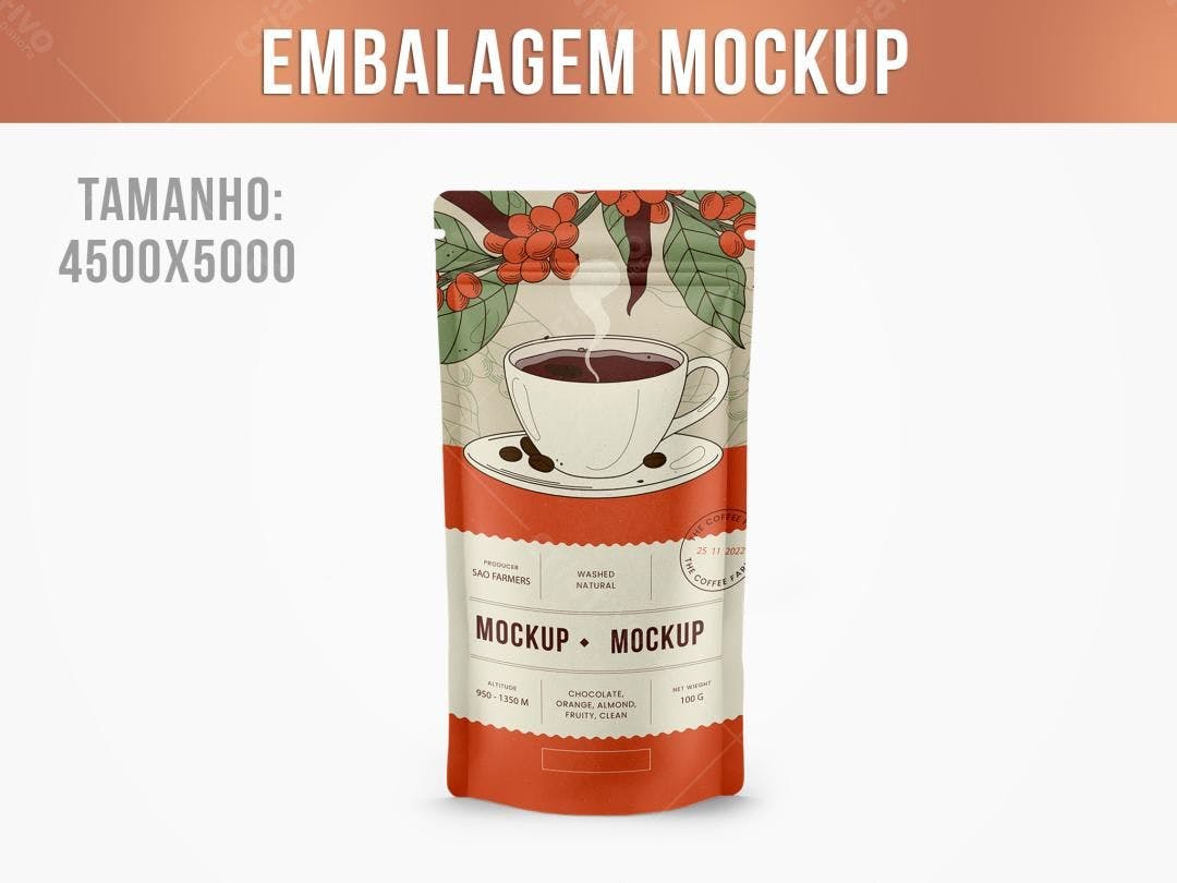 Mockup de Embalagem de Café: Design Vintage