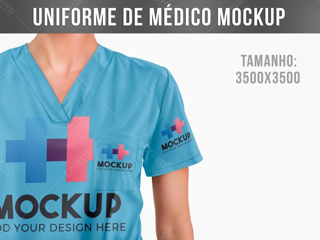 Mockup Uniforme Médico: Azul Claro, Design Moderno