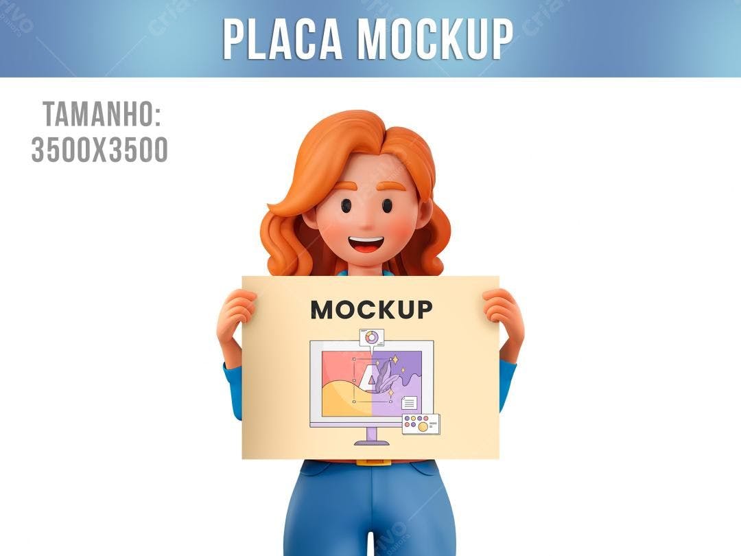 Mockup Cartaz 3D: Mulher Sorrindo com Design Moderno