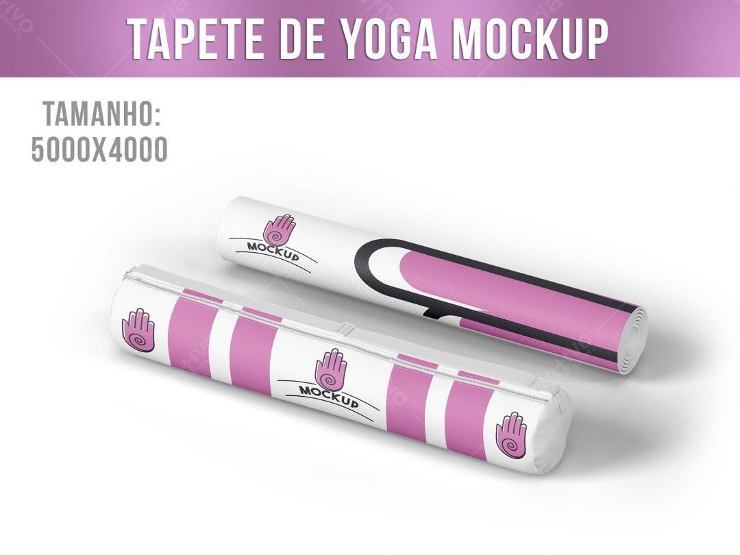 Mockup de Tapete de Yoga Rosa e Branco - Design Minimalista