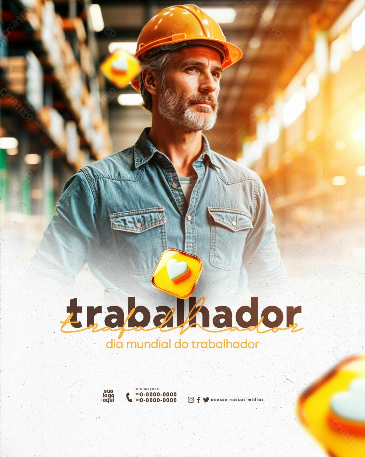 Flyer Dia Mundial do Trabalhador PSD Editável
