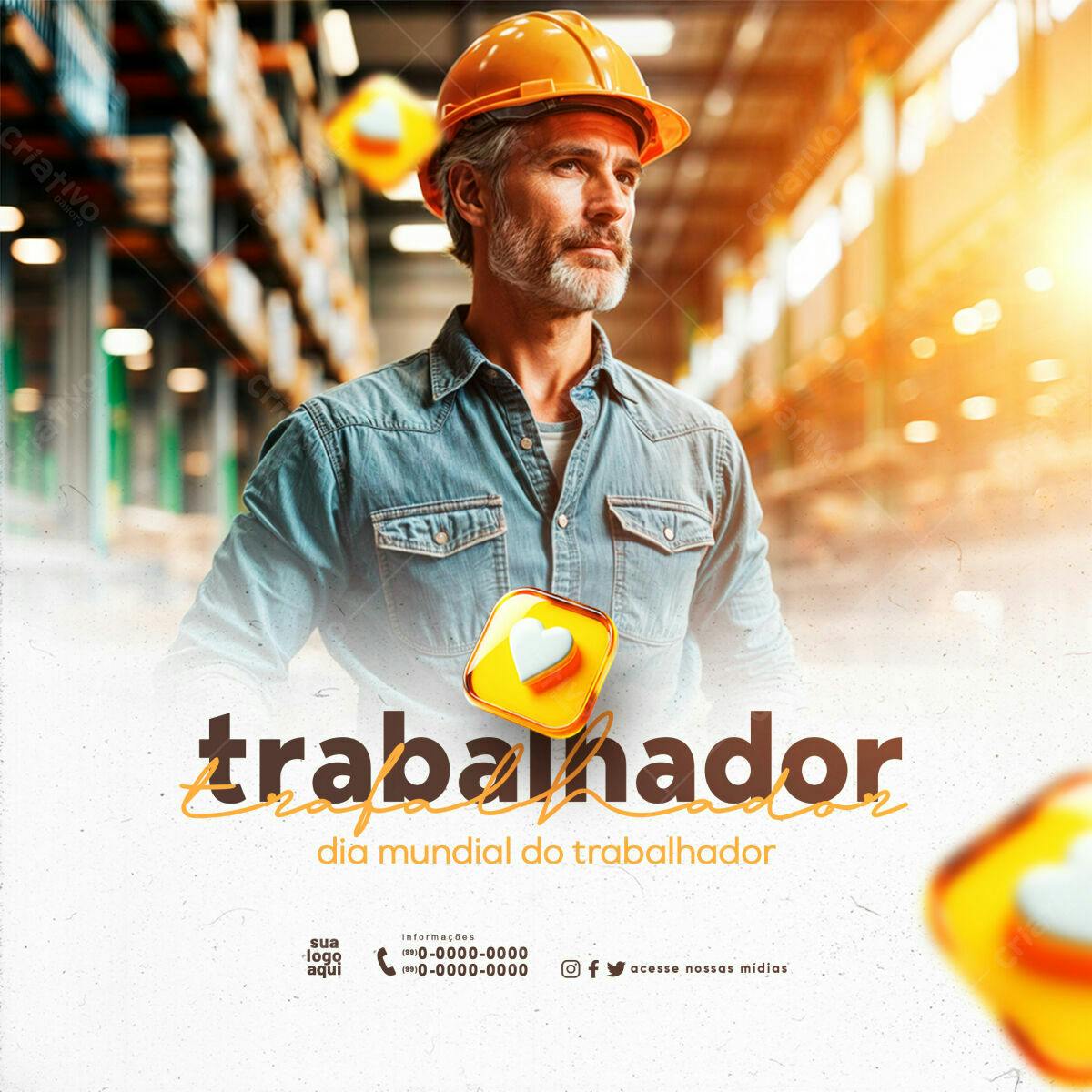 Postagem Dia Mundial do Trabalhador PSD Editável