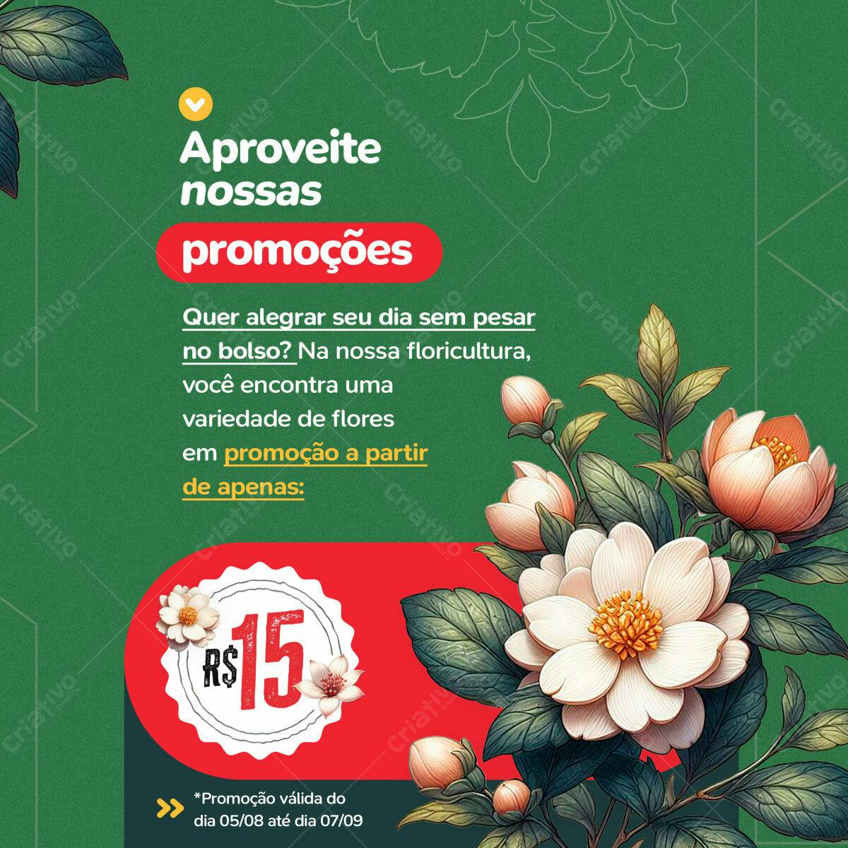 Flyer de Promoção de Flores PSD Editável
