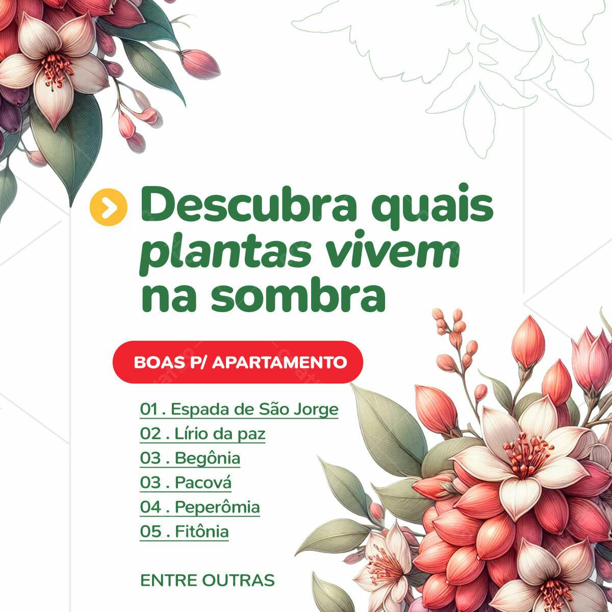 Flyer Plantas de Sombra para Apartamento PSD Editável