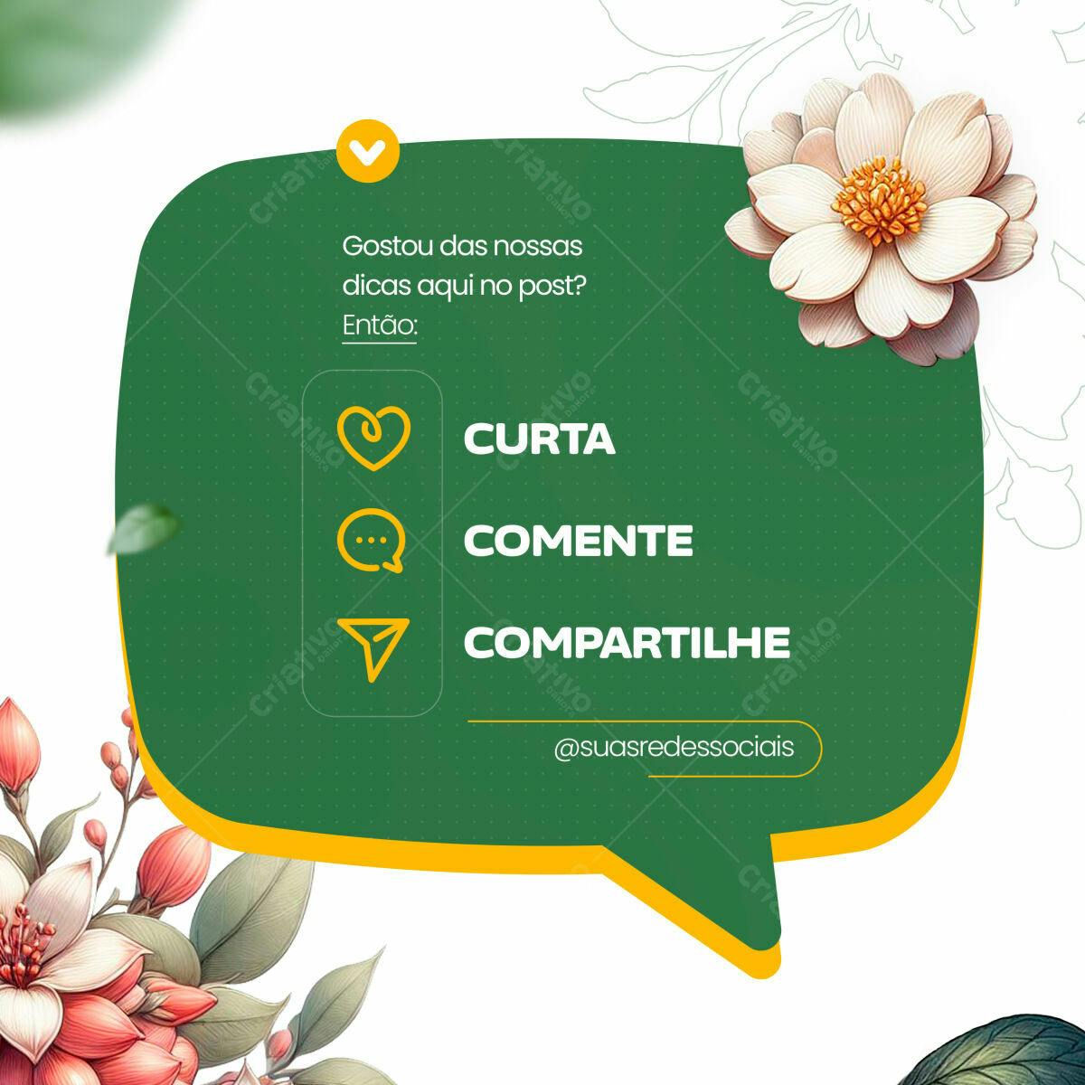 Postagem Redes Sociais com Flores PSD Editável