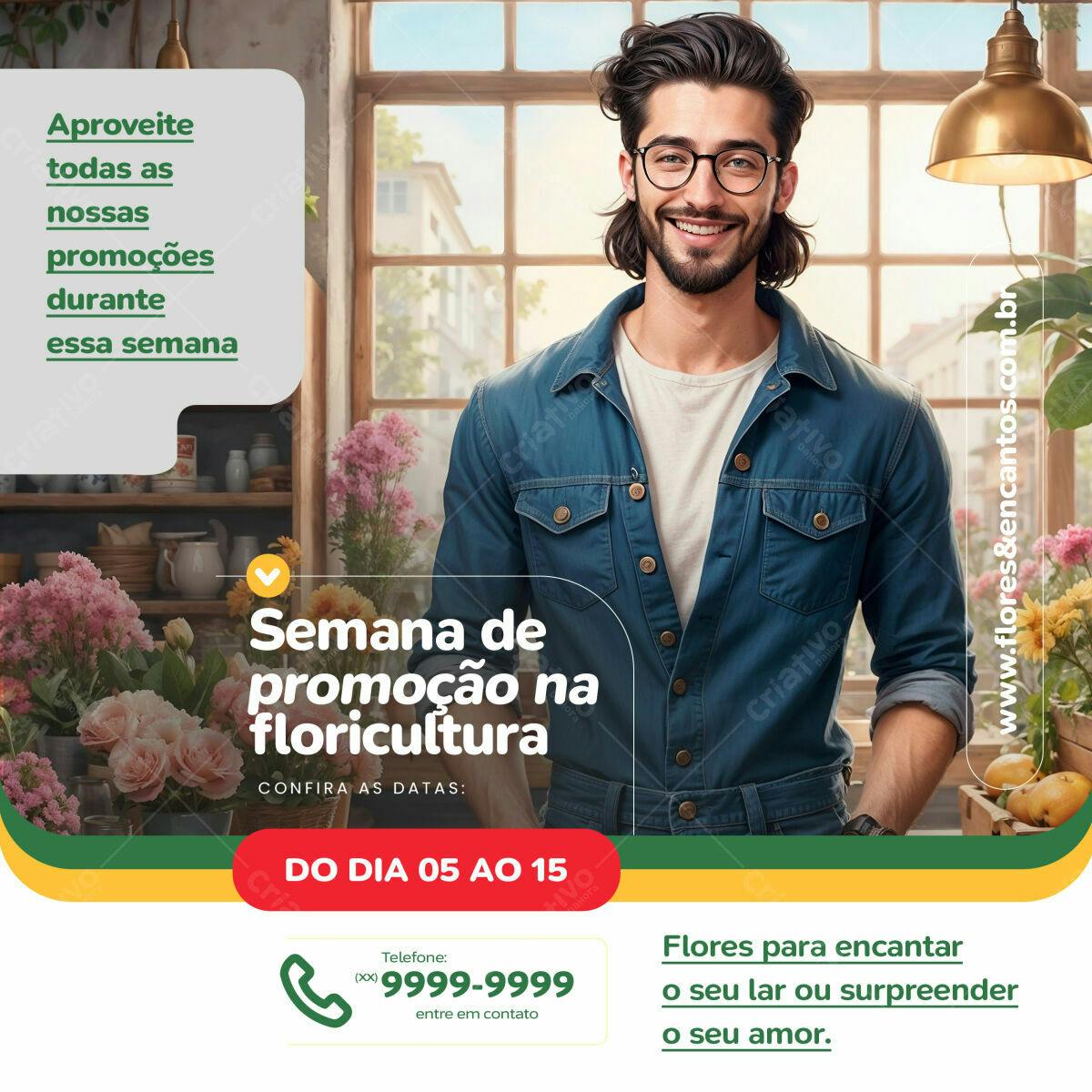 Flyer Semana Promoção Floricultura PSD Editável