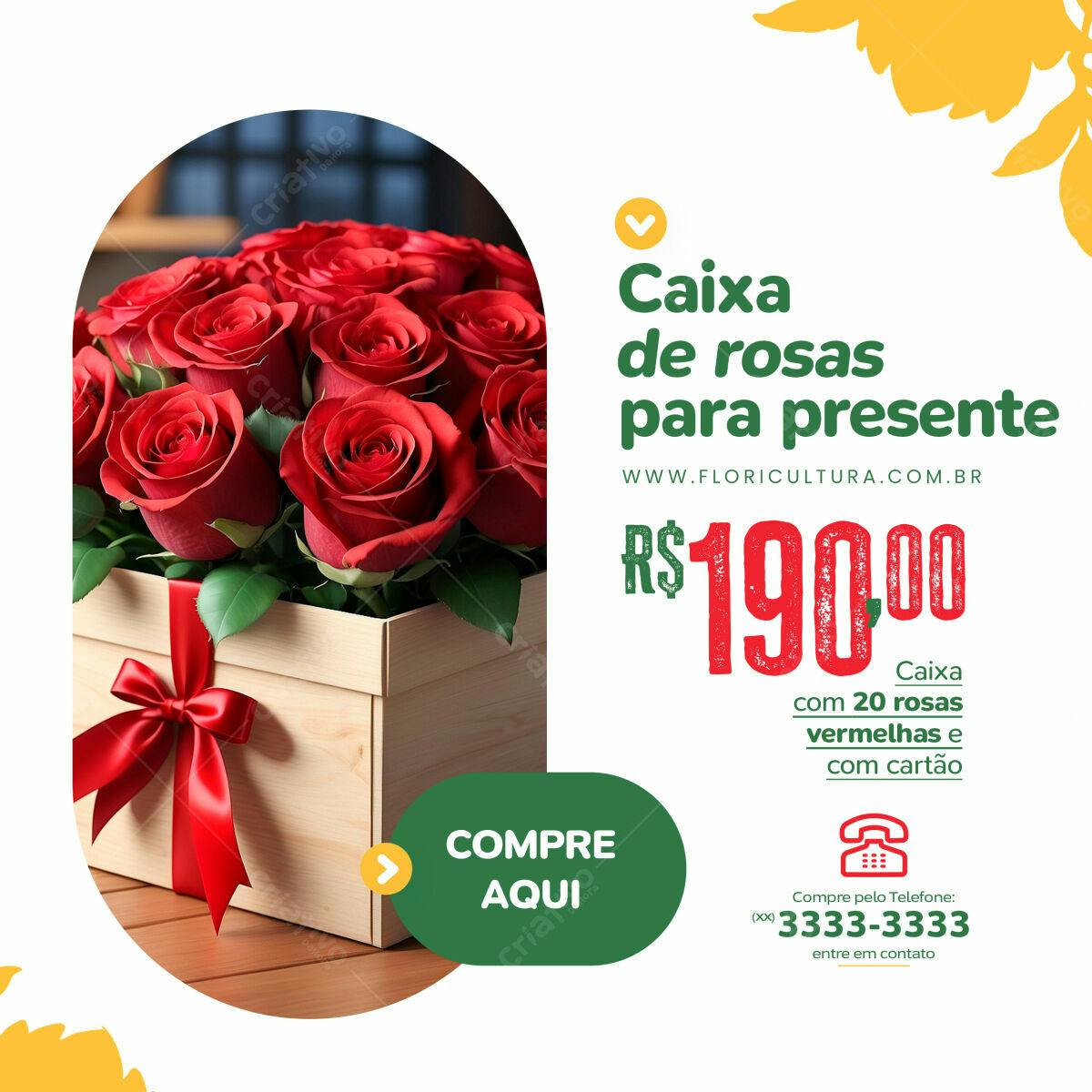 Caixa de Rosas para Presente PSD Editável