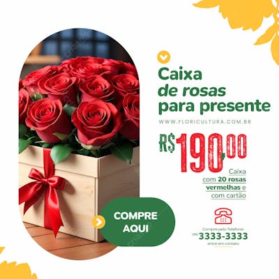 Arte Caixa De Rosas Para Presente
