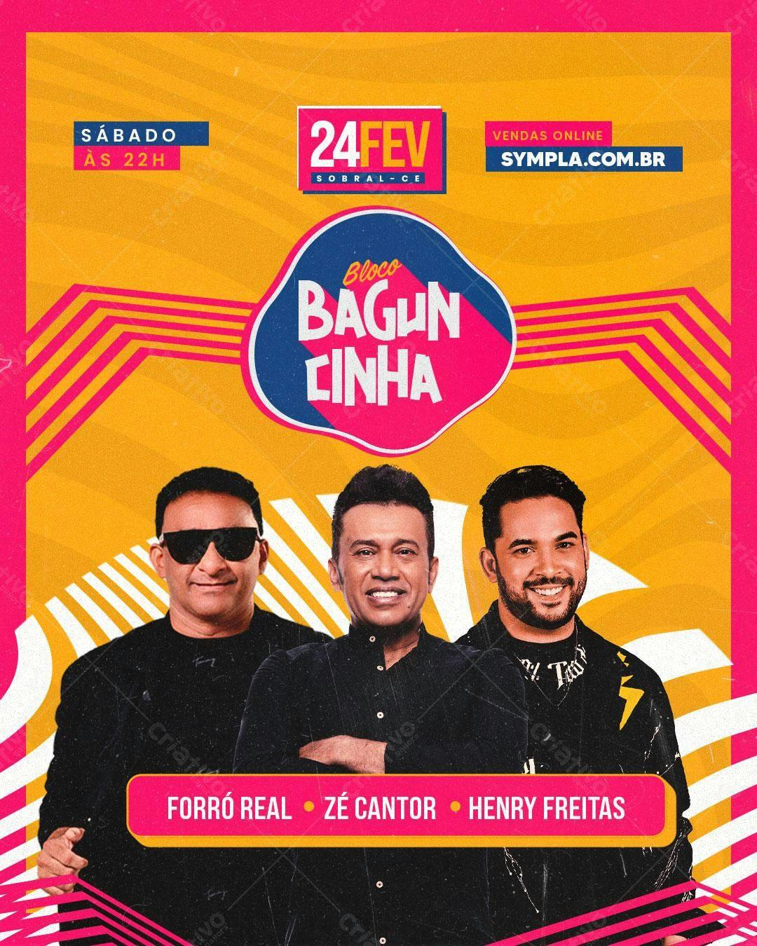 Flyer Bloco Bagunça Linha PSD Editável