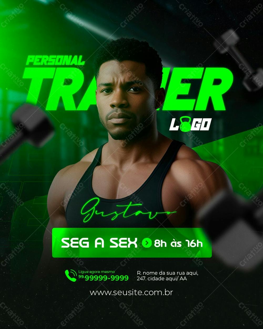 Academia Personal Trainer Contratado Horário Social Media Psd