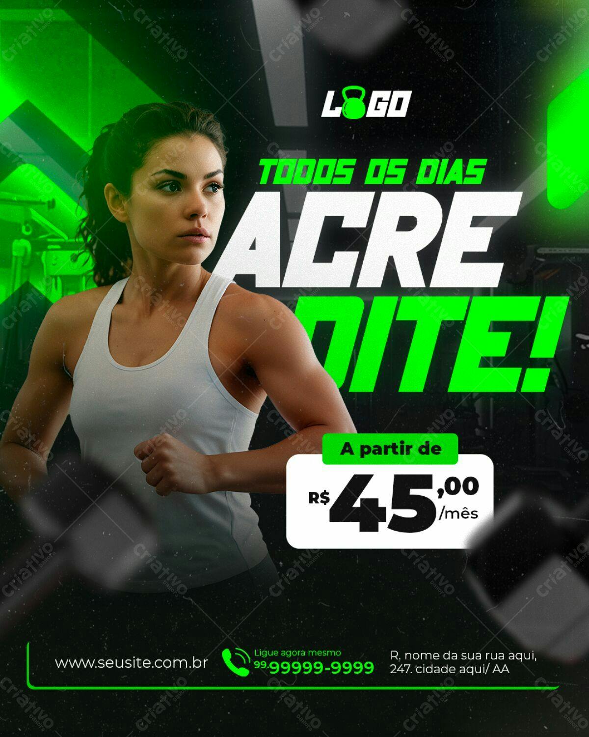 Flyer Academia PSD Editável - Treino Diário