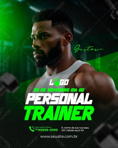 Academia comemoração ao dia do personal trainer social media psd